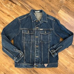 Mens vintage 80s guess George’s Marciano denim jean trucker jacket sz M blue